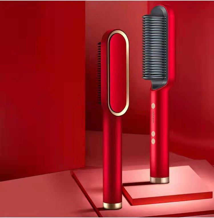 Piastra per capelli 2 in 1, pettine caldo, ferro arricciacapelli a ioni negativi, spazzola elettrica a doppio scopo