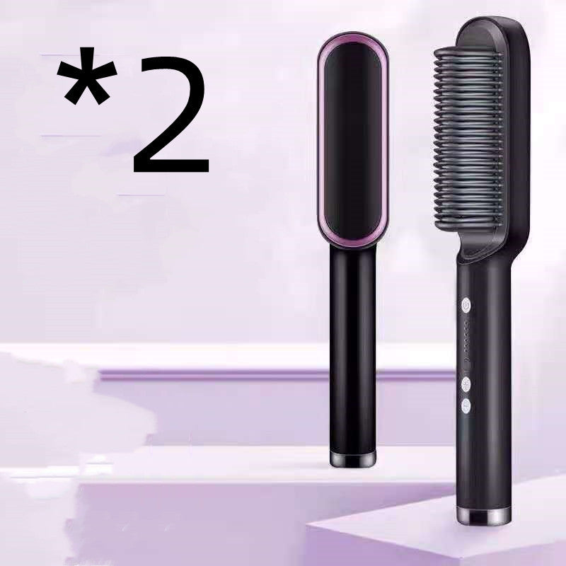 Piastra per capelli 2 in 1, pettine caldo, ferro arricciacapelli a ioni negativi, spazzola elettrica a doppio scopo