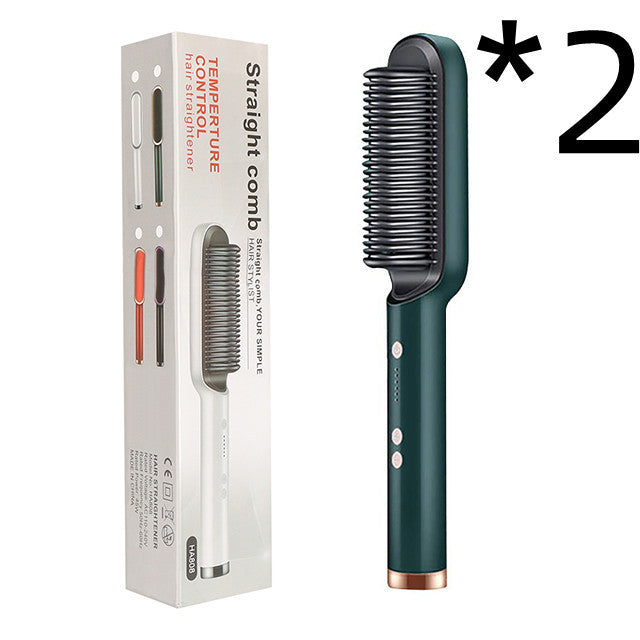 Piastra per capelli 2 in 1, pettine caldo, ferro arricciacapelli a ioni negativi, spazzola elettrica a doppio scopo