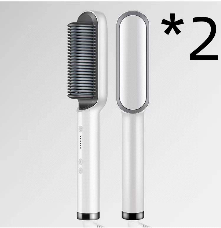 Piastra per capelli 2 in 1, pettine caldo, ferro arricciacapelli a ioni negativi, spazzola elettrica a doppio scopo