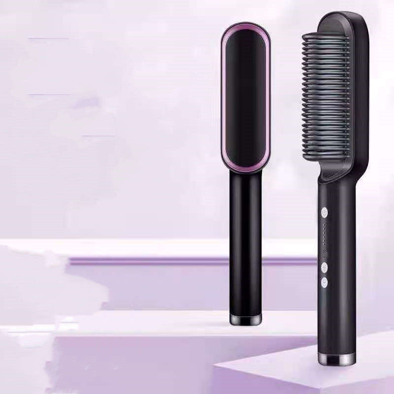 Piastra per capelli 2 in 1, pettine caldo, ferro arricciacapelli a ioni negativi, spazzola elettrica a doppio scopo