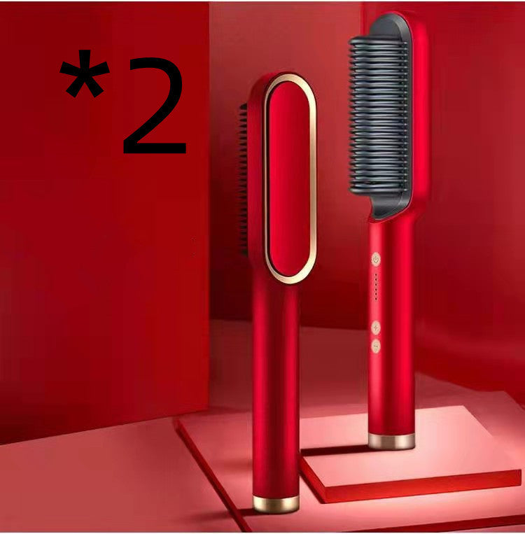 Piastra per capelli 2 in 1, pettine caldo, ferro arricciacapelli a ioni negativi, spazzola elettrica a doppio scopo