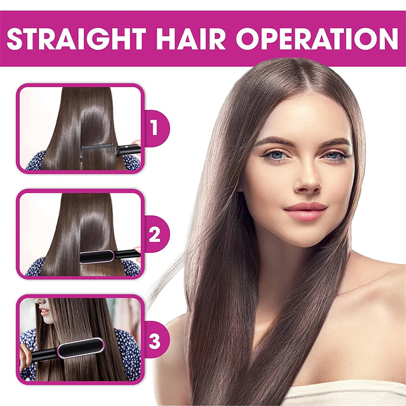 Piastra per capelli 2 in 1, pettine caldo, ferro arricciacapelli a ioni negativi, spazzola elettrica a doppio scopo