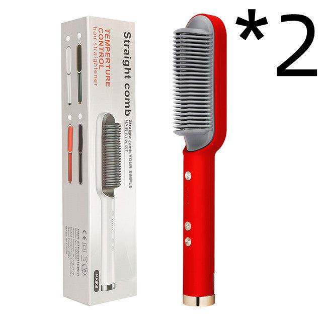 Piastra per capelli 2 in 1, pettine caldo, ferro arricciacapelli a ioni negativi, spazzola elettrica a doppio scopo