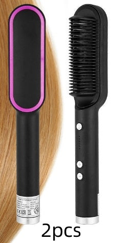 Piastra per capelli 2 in 1, pettine caldo, ferro arricciacapelli a ioni negativi, spazzola elettrica a doppio scopo