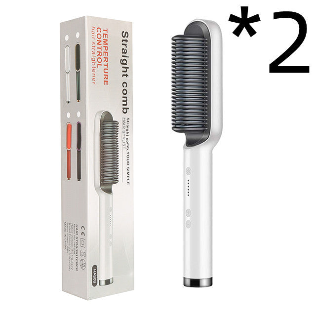 Piastra per capelli 2 in 1, pettine caldo, ferro arricciacapelli a ioni negativi, spazzola elettrica a doppio scopo